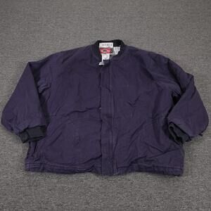 SteelGuard Jacket Mens 2XL Blue FR Canvas Bomber Full Zip Workwear Pockets